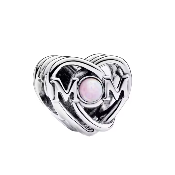 Para la fabricación de joyas Plata de Ley 925 Día de la madre MOM corazón calado con cuentas colección familiar 2024 nuevo - 1