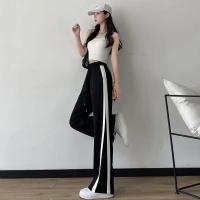 Pantalones de Pierna Ancha y Cintura Alta a Rayas de Verano Prenda Casual para Mujeres - details 12