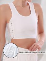 Sujetador deportivo de alto soporte para mujer, tejido de punto de poliéster de color liso, detalle de malla de contraste, sin relleno, ideal para yoga y gimnasio, estilo lencería de verano - details 2