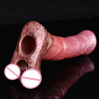 Y-2209L consolador hueco de silicona masculino cubierta de pene extendida y agrandada, juguete sexual para adultos - details 13