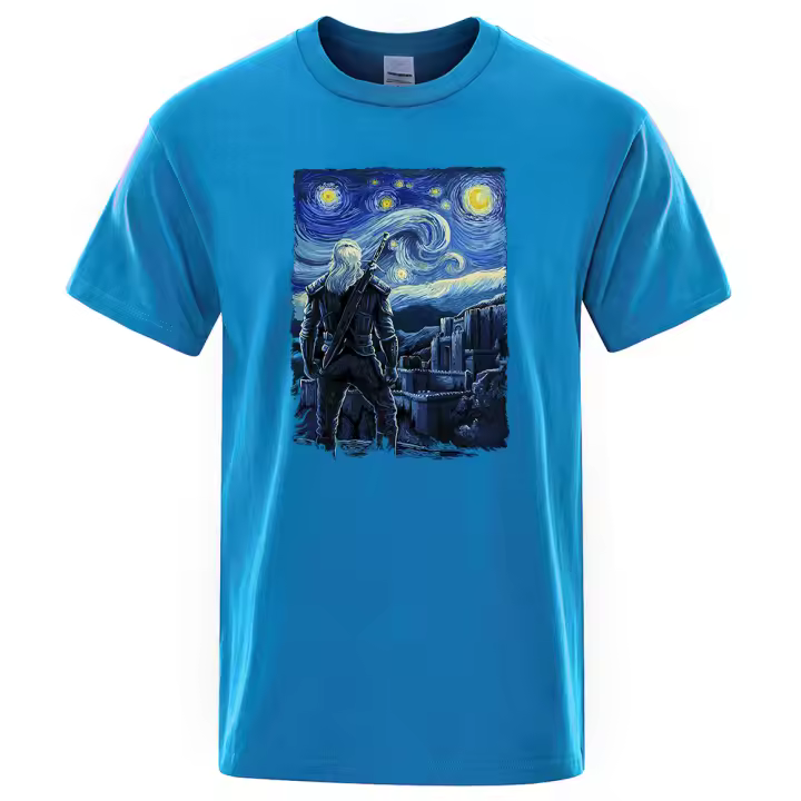 Camiseta con estampado de Star Kaer Morhen para hombre, ropa cómoda de gran tamaño, transpirable, ajustada, de manga corta - 1