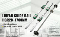 SucceBuy Riel de guía lineal 2 piezas HGR20-1700 mm + 1 pieza RM1605-1700 mm husillo de bolas con kit BF12/BK12, rieles deslizantes cuadrados para enrutadores CNC, tornos y molinos de bricolaje - details 0