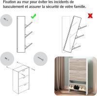 Mueble zapatero de 12 pares - Estantería de gran capacidad para vestíbulo o pasillo - (ancho) 60 x (profundidad) 24 x (alto) 80 cm - Madera clara blanca - details 158