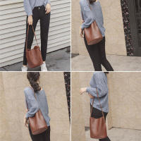 Hombro vintage de gran capacidad para mujer, bolso cruzado informal de piel sintética, color sólido, bolso de compras con asas - details 10