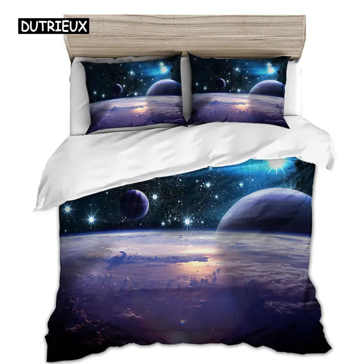 Juego de Riellas de Galaxia 3D Tema de Espacio Estrellado Riellas para Cama de Tamaño Único, Doble, Tricel 2pcs/3pcs - 1