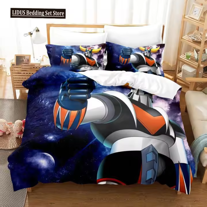 Juego de Ropa de Cama Goldorak Grendizer Funda de Edredón, Funda de Almohada, Cubierta de Cama para Dormitorio Tamaño Cama Rey 2/3PCS - 1