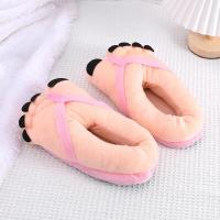 Zapatillas de invierno creativas para hombres y mujeres, divertidas zapatillas con pies grandes, deslizador de algodón suave y cálido para el hogar - details 3
