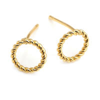Pendientes de Stud de Metal de Alta Calidad Diseño de Círculo Redondo Irregular Ovalado - details 0