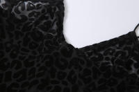 BUNO-mono de malla flocado para mujer, camisola Sexy de otoño, retales de leopardo, ropa moldeadora de cuerpo, traje de medianoche para discoteca - details 8