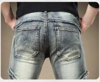Jeans Moto Denim Vintage Azul Pantalones de Moda para Hombres de Alta Calidad con Bolsillos Elásticos Ropa de Calle de Otoño Nueva - details 9
