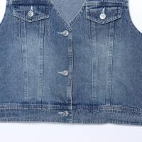 PB & ZA 2025 slim fit cuello en V casual versátil sin mangas chaleco corto de mezclilla top novedad de verano ropa de mujer - details 6