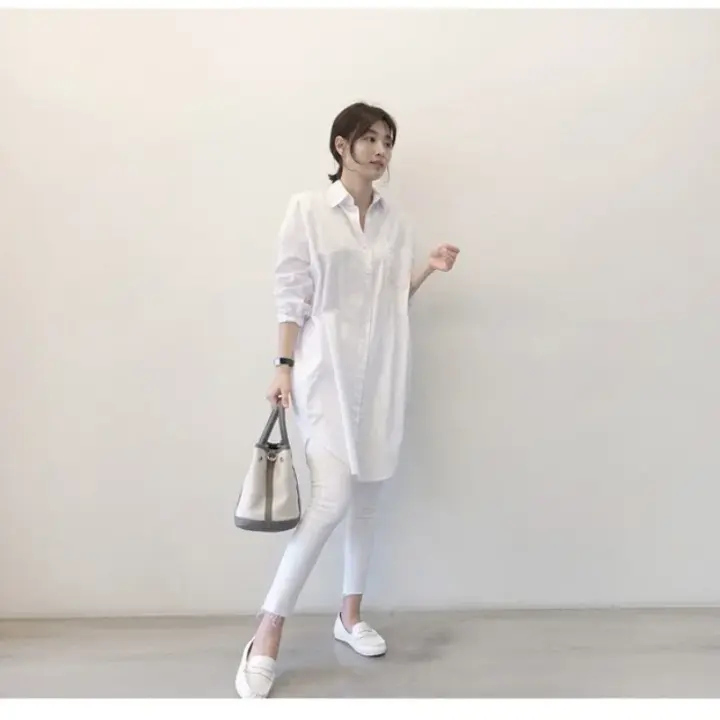 Blusa holgada de chifón para mujer, camisa elegante de manga larga, color blanco, Estilo Vintage, para verano y primavera - 1
