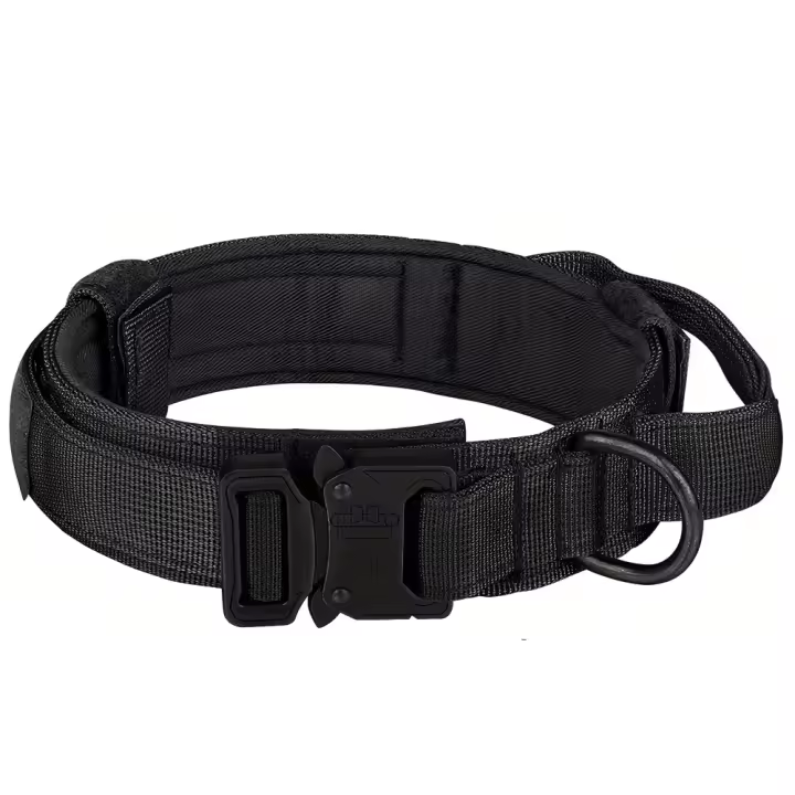 Collar táctico para perros, accesorio de nailon ajustable para entrenamiento de perros con asa de control y hebilla resistente para perros - 1