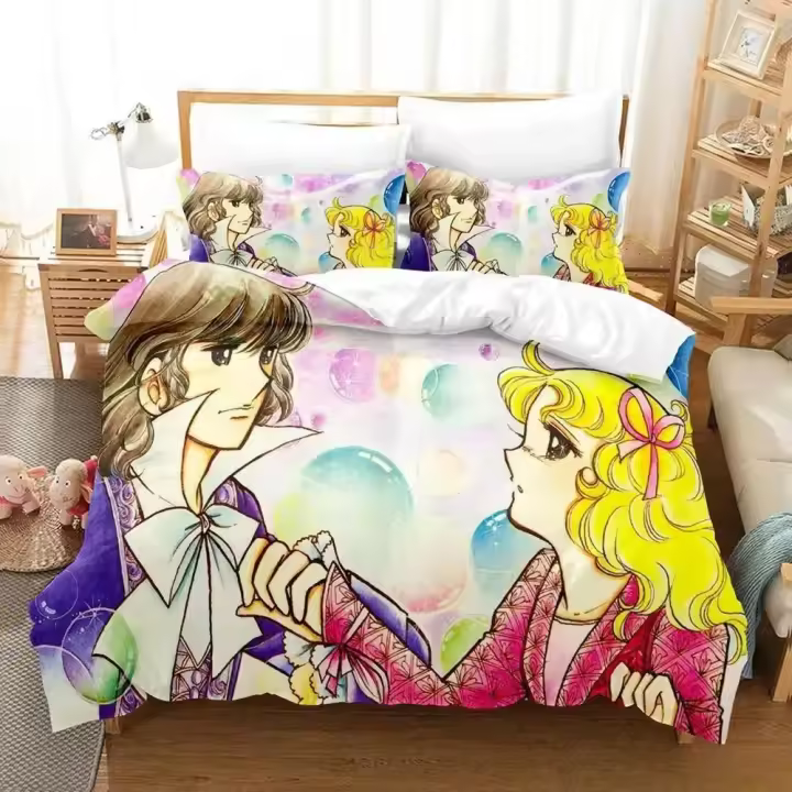 Juego de cama de anime con estampado 3D de manga y dulces para niños y niñas, tamaño twin, queen, king, funda de edredón, funda de almohada, ropa de cama para niños y adultos, textiles para el hogar. - 1