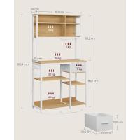 Estantería de Cocina con Multienchufe, Armario de Cocina con Estantes Ajustables, Cajón de Tela, 12 Ganchos, 40 x 100 x 180,4 cm, Estante de Microondas, Marrón Rústico y Negro - details 9