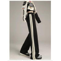 Pantalones deportivos rectos sueltos de moda a rayas de verano de estilo americano de pierna ancha informal para hombres y mujeres - details 1