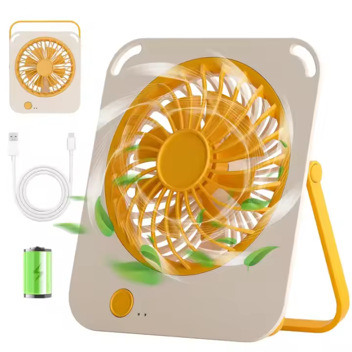 Ventilador portátil recargable por USB, diseño de escritorio y montaje en pared, fuerte volumen de aire con 3 niveles de ajuste, funcionamiento silencioso, adecuado para oficina en casa, dormitorio y dormitorio, ¡un regalo de verano ideal! dormitorio y do - 1