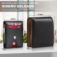 Cartera para Hombre Slim Fibra de Carbono con Bloqueo RFID, Tarjetero Hombre Ranuras para Tarjetas de Crédito, Clip para Billetes, Cartera Hombre Minimalista Bi-Fold con Caja de Regalo - details 2