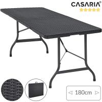 Mesa Plegable Plástico Efecto Ratán 180x75x73cm Multifuncional Portátil con Asas Intemperie - details 5
