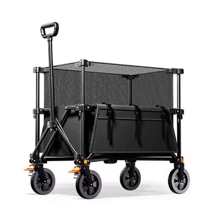 Carrito de Playa de 200L Carrito Plegable para Jardín con Mango Ajustable y Portavasos - 1