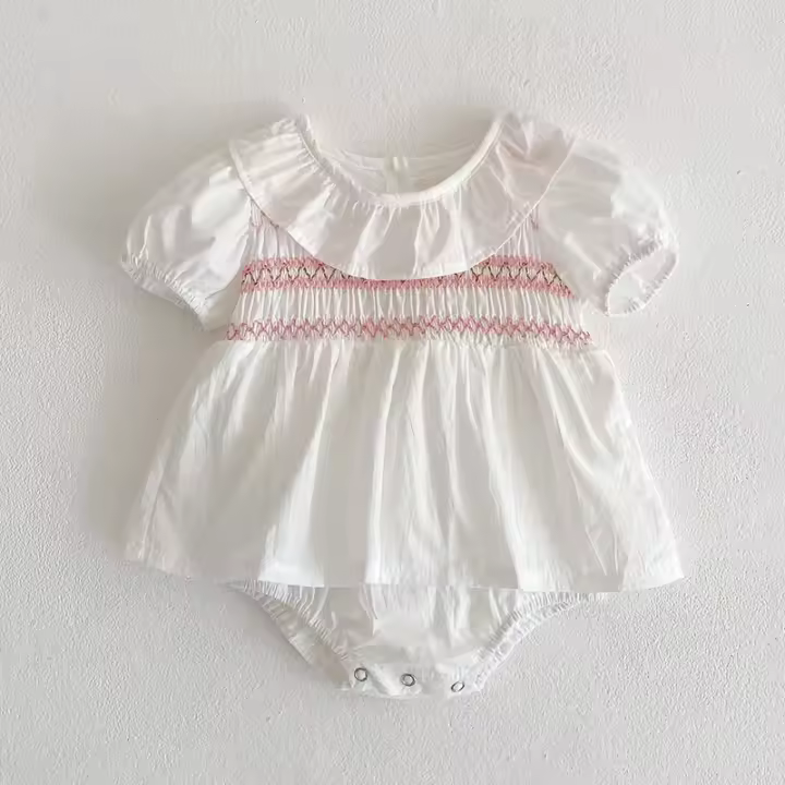 Pelele de algodón para niña, recién nacida, vestido de cebo blanco, ropa de primavera y verano - 1