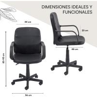 Silla de Oficina ergonómica de Piel sintética Negra, con Ruedas giratorias, reposabrazos, Altura Regulable, de Acero y Espuma Blanda, fácil de Montar y desplazar, 56x48x95 cm - details 4