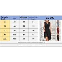 Nuevo producto verano 2025 color sólido con cuello en V, cintura cruzada plisada, vestido sin mangas, midi y largo, vestido largo de mujer - details 0