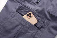 Summer men's cotton multi-pocket solid color 7-point Library, casual sports shorts - details 7