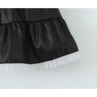 Estilo retro francés verano Spice Girl vacaciones princesa viento malla empalme jacquard liguero vestido cintura delgada falda negra. - details 8