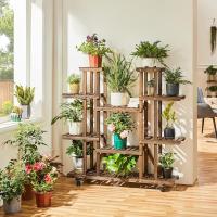 Madera para Plantas con Ruedas 9 Estantes Interior al Aire Libre Balcón Jardín 124,5 x 33 x 120 cm - details 3
