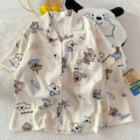 Pijama de Perro Feliz 2025 Algodón Nuboso Manga Corta Moda de Verano de Alta Gama para Mujeres - details 0