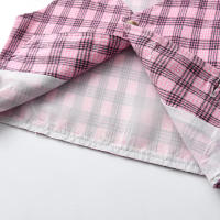 Conjunto de Vestido a Cuadros de Verano 2025 Manga Corta Blanca, Lazo, Cardigan - details 7