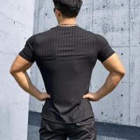 Camiseta de Fitness elástica para hombre, Camiseta deportiva ajustada de manga corta, ropa deportiva para correr - details 4