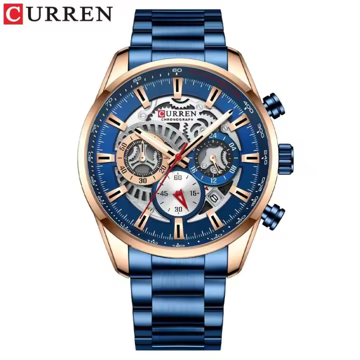 Reloj de Cuarzo de Lujo para Hombres CURREN 8391 Correa de Cuero Automático Moda Deportiva y Ocio - 1