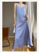 Elegante Vestido de Seda Satinada de Estilo Francés Vestido Largo 2025 con Cuello en V y Fondo de Rodilla - details 7