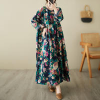 Vestido Vintage de Algodón de Manga Larga Talla Grande, Elegante y Suelto para Mujeres - details 48