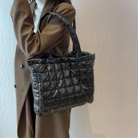 Bolso de mano de algodón con almohadilla espacial para mujer, bolsa de viaje de hombro acolchada, de gran capacidad, impermeable, a la moda, Invierno - details 44