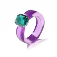 Anillos de resina coloridos de moda 2024 para mujer, anillos acrílicos simples vintage con diamantes de imitación, anillos geométricos de plástico estilo hip hop, joyería. - details 14