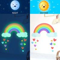 Pegatinas de Dibujos Animados de Arcoíris Iluminadas Brillan en la Oscuridad, Corazón de Nubes, Decoración DIY para Habitación de Bebé - details 3