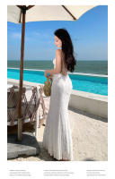 2025 vestido de vacaciones blanco marfil de noche elegante de estilo francés de gama alta falda camisola adelgazante ajustada - details 5