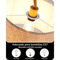 Lámpara de Pie Minimalista Pantalla de Lino Beige, Bombilla LED, Ajustable para Dormitorio, Salón, Oficina Dorado - details 3