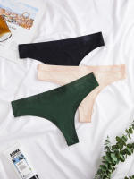 Tanga acanalado para mujer, bragas sencillas y transpirables, 3 piezas - details 0