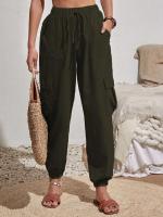 Pantalones de cintura elástica para mujer, pierna con bolsillos, estilo coreano, moda estética clásica - details 15