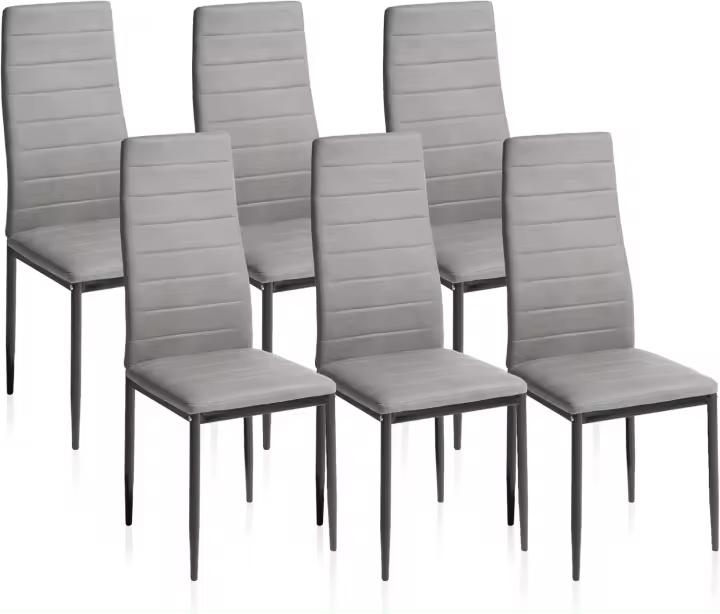 Home Pack 6 sillas, Sillas Comedor,, Tejido Gris y Patas Blancas, Modelo Yuri, Medidas: 44 cm Ancho x 42 cm Largo x 96 cm Alto - 1