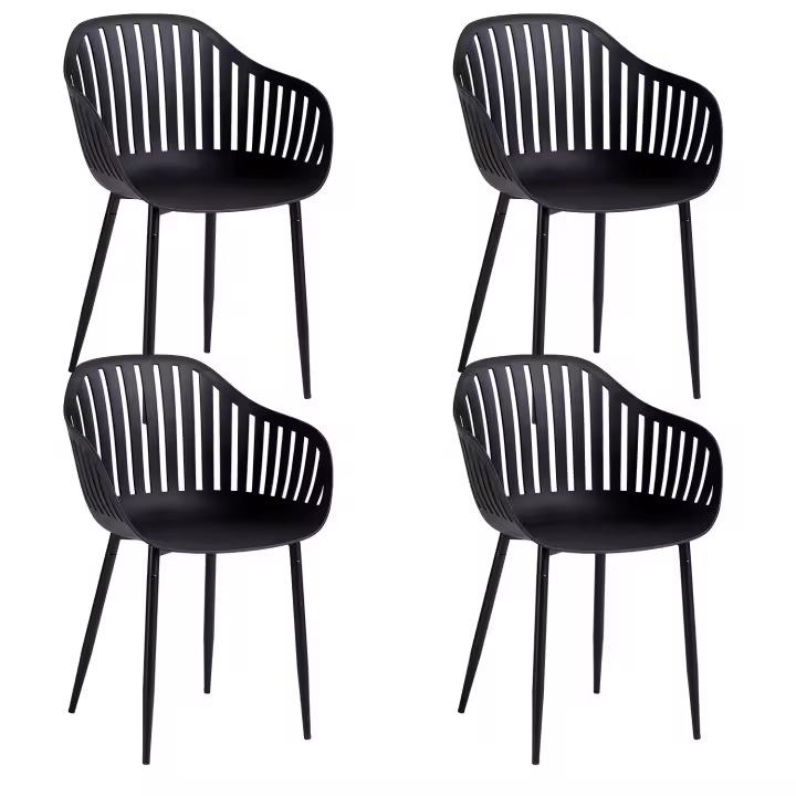 EGOONM Juego de 4 sillas de comedor de plástico nórdico, sillones de ocio con respaldo de PP, adecuados para comedor/dormitorio/exterior - 1