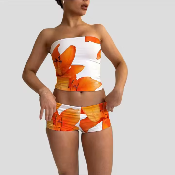 Conjunto Koya de 2 Piezas Top de Tubo sin Correas con Estampado para Mujeres - 1