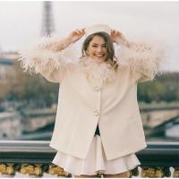 Abrigos elegantes con cuello de plumas para mujer, chaquetas informales lisas con una botonadura, prendas de vestir holgadas y elegantes para otoño - details 11