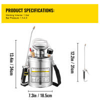 Explore el rociador de acero inoxidable con bomba manual SucceBuy, perfecto para jardinería doméstica y limpieza de suelos - details 0