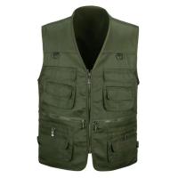Chaleco Ligero para Hombres Color Sólido, Sin Mangas, Cuello en V, Múltiples Bolsillos, Para Primavera y Otoño - details 6