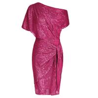 Vestidos de cola GK para mujer, vestido ajustado asimétrico de manga corta fruncido con lentejuelas para fiesta de verano - details 7
